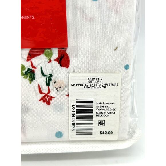 New Joyland Microfiber Full Sheet Set Super Soft Santa Christmas Flat & Fitted - Picture 7 of 7